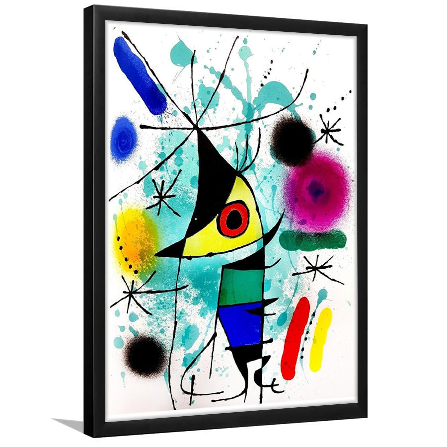 The Singing Fish By Joan Miro Wall Art, Miro Paintings,Abstract Shapes Art Print,Framed Art Prints Wall Decor, Picture Framed
