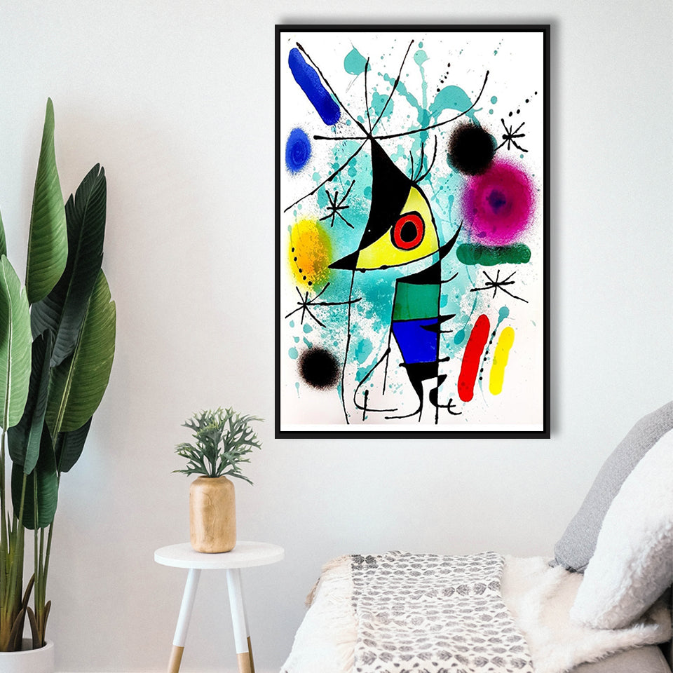 The Singing Fish By Joan Miro Canvas Wall Art, Miro Paintings,Framed Canvas Prints Wall Art Decor, Floating Frame