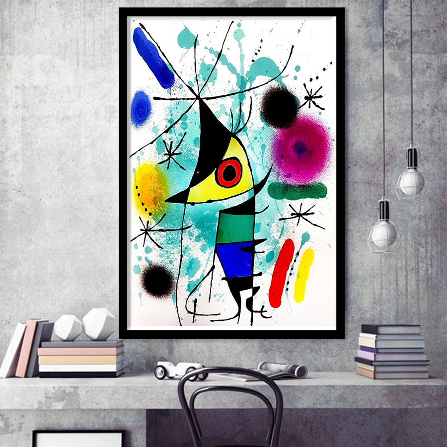 The Singing Fish By Joan Miro Wall Art, Miro Paintings,Abstract Shapes Art Print,Framed Art Prints Wall Decor, Picture Framed