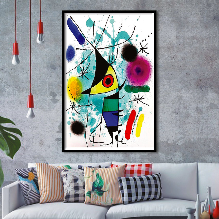 The Singing Fish By Joan Miro Wall Art, Miro Paintings,Abstract Shapes Art Print,Framed Art Prints Wall Decor, Picture Framed