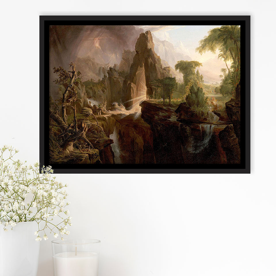 Thomas Cole Expulsion Canvas Print Garden Of Eden Fine Art, Framed Canvas Print Wall Art Decor,Floating Frame
