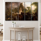 Thomas Cole Expulsion Canvas Print Garden Of Eden Fine Art, Extra Large Multi 5 Panel Canvas Print Wall Art Decor