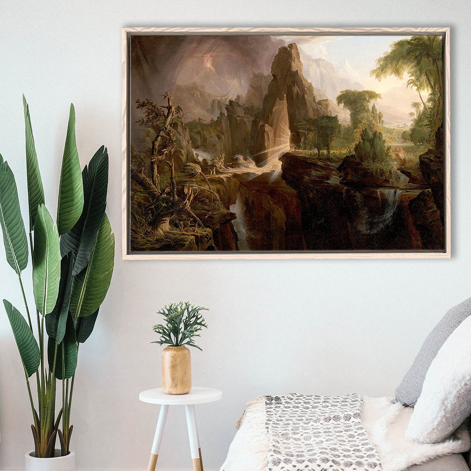 Thomas Cole Expulsion Canvas Print Garden Of Eden Fine Art, Framed Canvas Print Wall Art Decor,Floating Frame