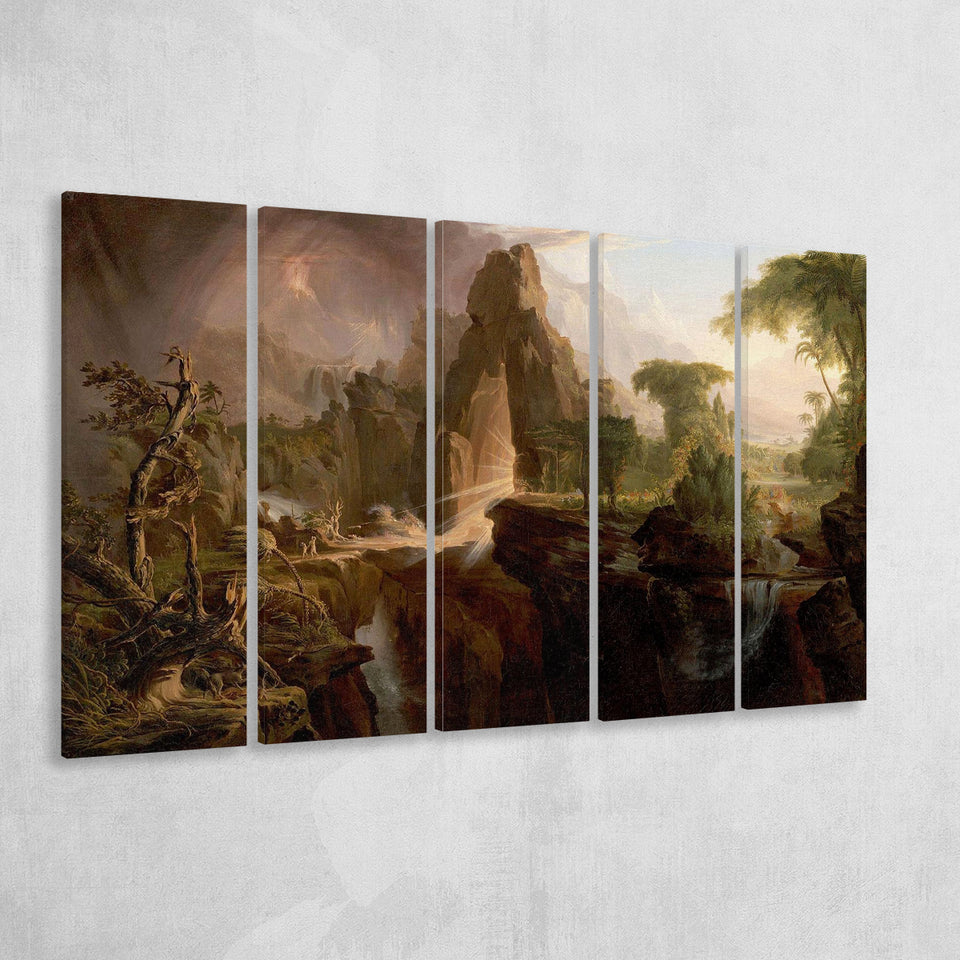 Thomas Cole Expulsion Canvas Print Garden Of Eden Fine Art, Extra Large Multi 5 Panel Canvas Print Wall Art Decor