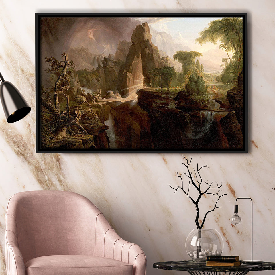 Thomas Cole Expulsion Canvas Print Garden Of Eden Fine Art, Framed Canvas Print Wall Art Decor,Floating Frame