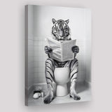 Tiger Canvas Prints Wall Art, Funny Bathroom Decor, Tiger in Toilet