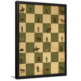 Tiny Cowboys Checkerboard Icon, Green Western Wall Art, Ranch Nursery Print, Framed Art Print, Fine Art Wall Decor