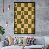 Tiny Cowboys Checkerboard Icon, Green Western Wall Art, Ranch Nursery Print, Framed Art Print, Fine Art Wall Decor