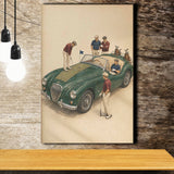 Tiny Golf Framed, Classic Car Golfer Framed Wall Art, Country Club Decor, Golf Lover Gift, Canvas Print Wall Art, Wall Decor