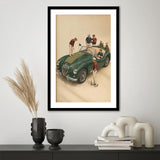 Tiny Golf Framed, Classic Car Golfer Framed Wall Art, Country Club Decor, Golf Lover Gift, Framed Art Print White Border