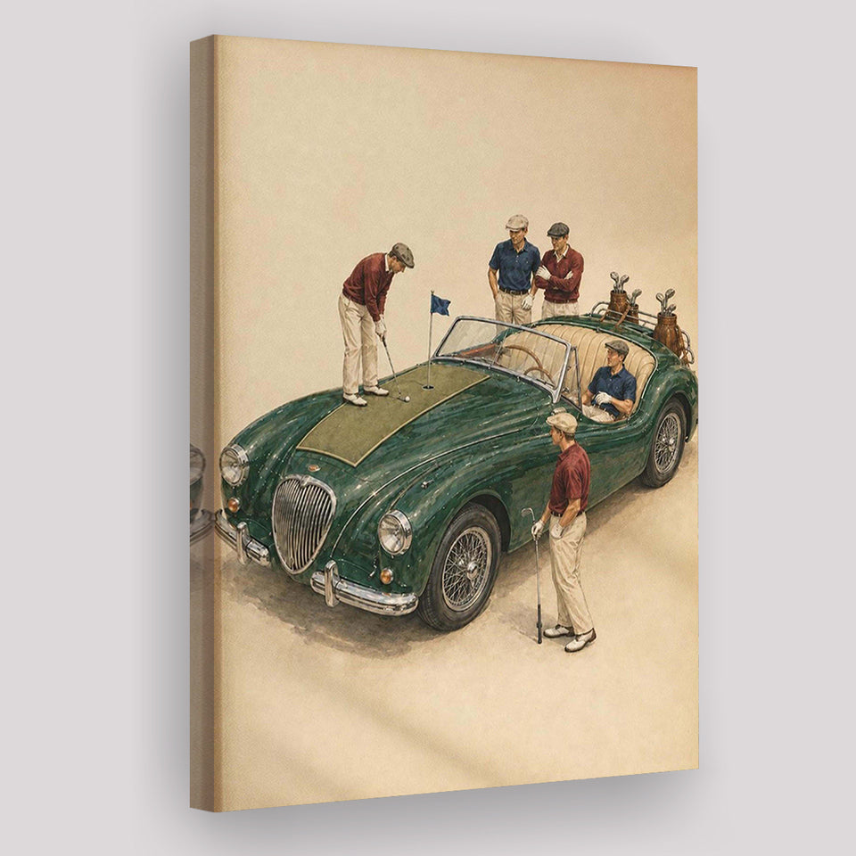 Tiny Golf Framed, Classic Car Golfer Framed Wall Art, Country Club Decor, Golf Lover Gift, Canvas Print Wall Art, Wall Decor