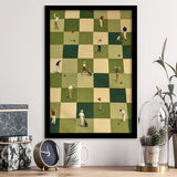 Tiny Golfers Checkerboard Olive, Green Office Wall Art, Funny Golf Print, Framed Art Print, Fine Art Wall Decor