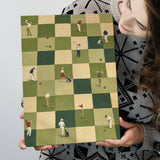 Tiny Golfers Checkerboard Olive, Green Office Wall Art, Funny Golf Print, Canvas Print Wall Art, Wall Decor