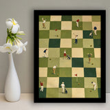 Tiny Golfers Checkerboard Olive, Green Office Wall Art, Funny Golf Print, Framed Art Print, Fine Art Wall Decor