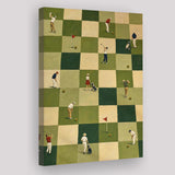Tiny Golfers Checkerboard Olive, Green Office Wall Art, Funny Golf Print, Canvas Print Wall Art, Wall Decor