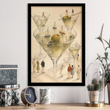 Tiny Whimsical Martini, Cocktail Wall Art, Surreal Sailboat Art Print, Olive Bar Decor, Framed Art Print, Fine Art Wall Decor