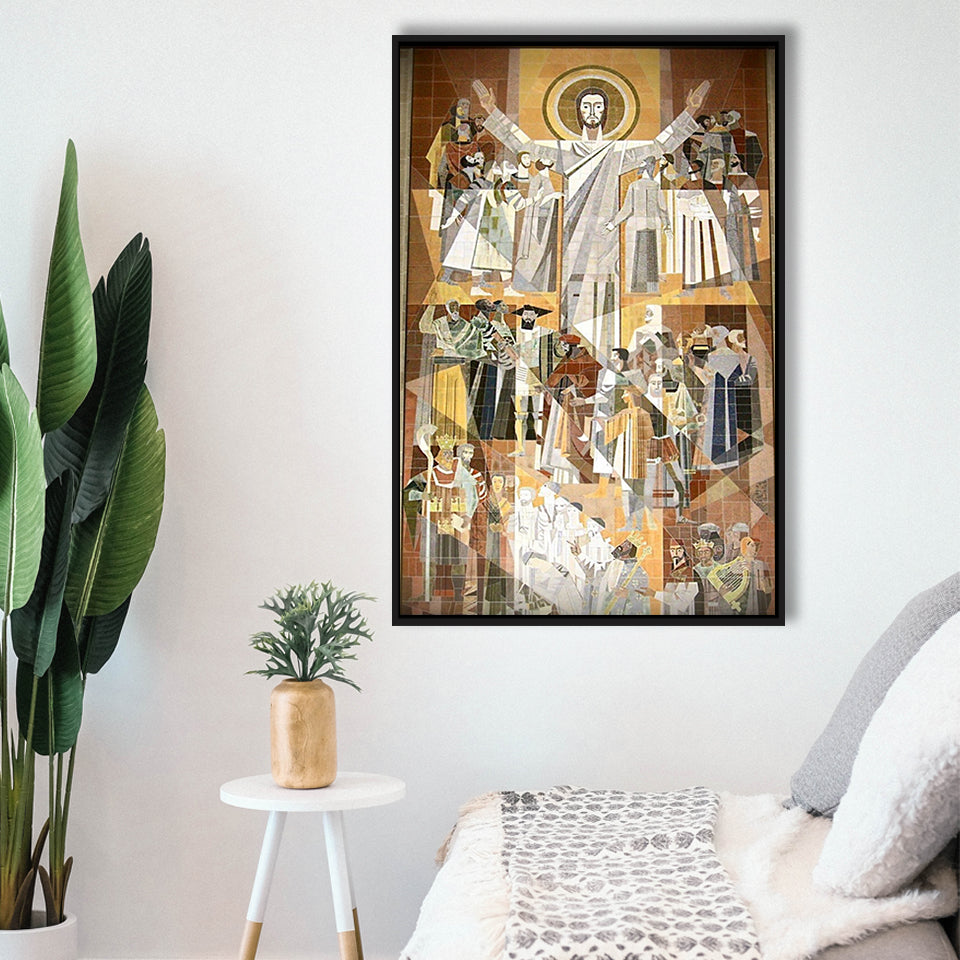 Touchdown Jesus Print Art,Touchdown Jesus Canvas Wall Art,,Framed Canvas Prints Wall Art Decor, Floating Frame