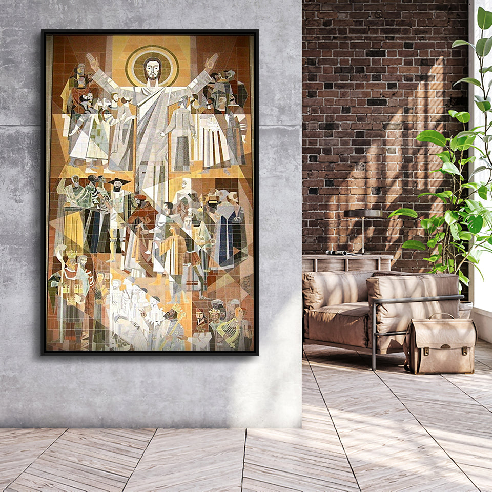 Touchdown Jesus Print Art,Touchdown Jesus Canvas Wall Art,,Framed Canvas Prints Wall Art Decor, Floating Frame