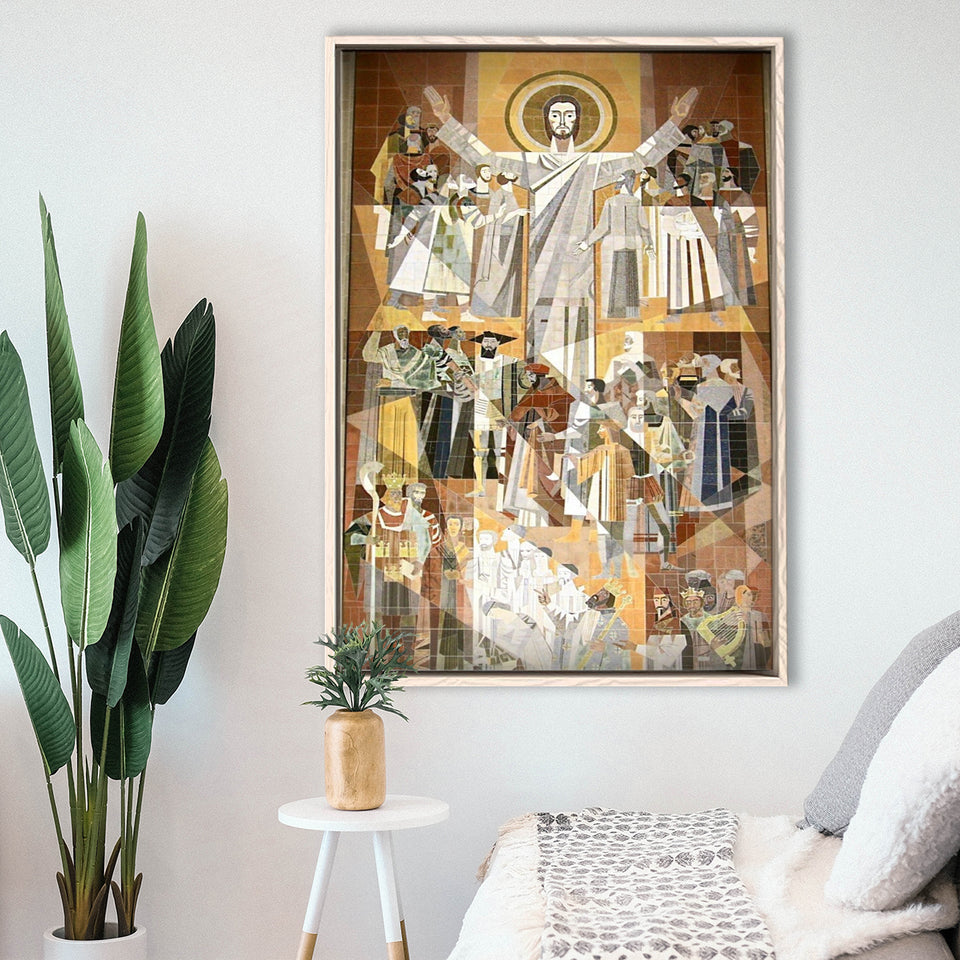 Touchdown Jesus Print Art,Touchdown Jesus Canvas Wall Art,,Framed Canvas Prints Wall Art Decor, Floating Frame