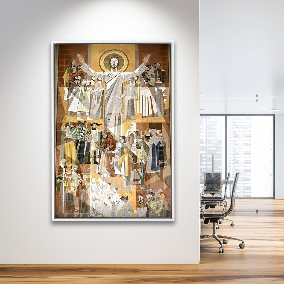 Touchdown Jesus Print Art,Touchdown Jesus Canvas Wall Art,,Framed Canvas Prints Wall Art Decor, Floating Frame