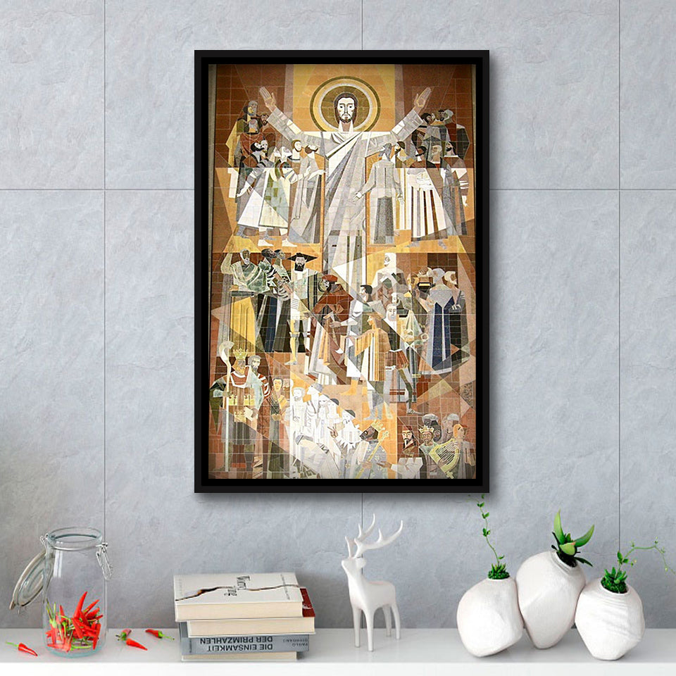 Touchdown Jesus Print Art,Touchdown Jesus Canvas Wall Art,,Framed Canvas Prints Wall Art Decor, Floating Frame