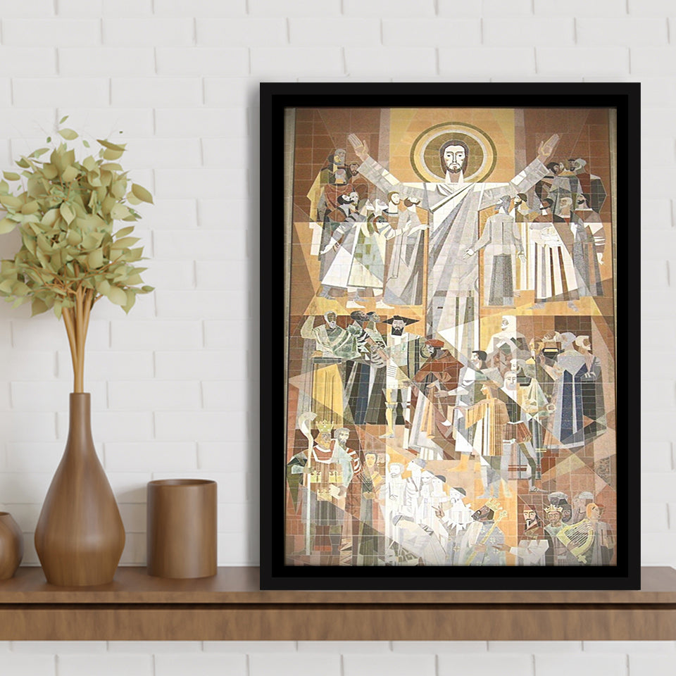 Touchdown Jesus Print Art,Touchdown Jesus Canvas Wall Art,,Framed Canvas Prints Wall Art Decor, Floating Frame