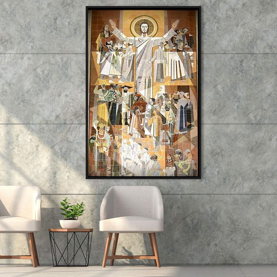 Touchdown Jesus Print Art,Touchdown Jesus Canvas Wall Art,,Framed Canvas Prints Wall Art Decor, Floating Frame