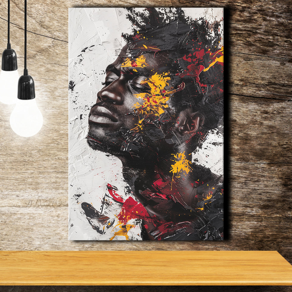 Traditional African American Man Painting Portrait, Canvas Prints Wall Art Home Decor, Painting Canvas Art