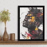 Traditional African American Man Painting Portrait, Framed Canvas Prints Wall Art Decor, Floarting Frame Painting Canvas Art