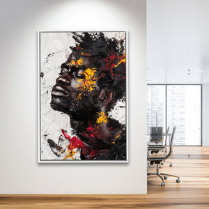 Traditional African American Man Painting Portrait, Framed Canvas Prints Wall Art Decor, Floarting Frame Painting Canvas Art