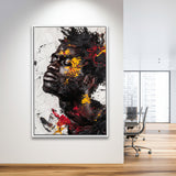 Traditional African American Man Painting Portrait, Framed Canvas Prints Wall Art Decor, Floarting Frame Painting Canvas Art