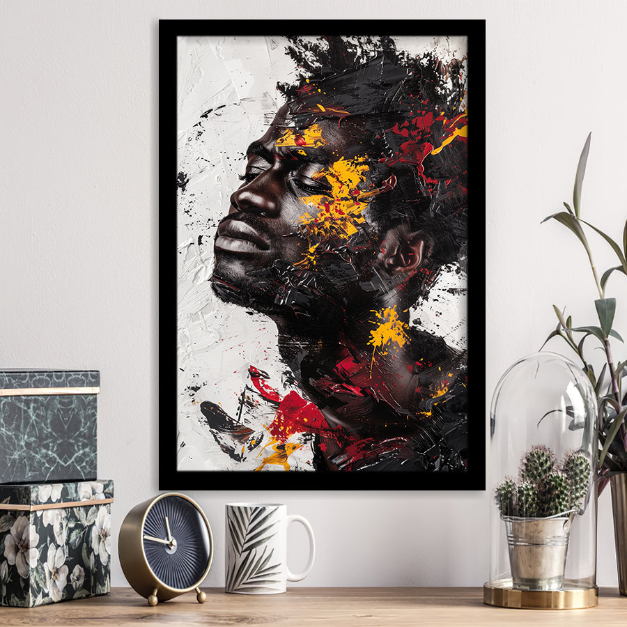 Traditional African American Man Painting Portrait, Framed Art Prints Wall Decor, Picture Framed Painting
