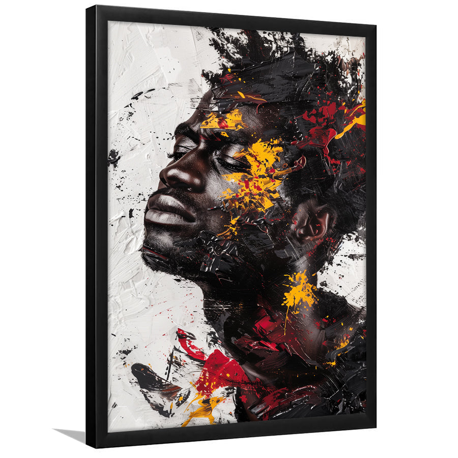 Traditional African American Man Painting Portrait, Framed Art Prints Wall Decor, Picture Framed Painting