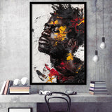 Traditional African American Man Painting Portrait, Framed Art Prints Wall Decor, Picture Framed Painting