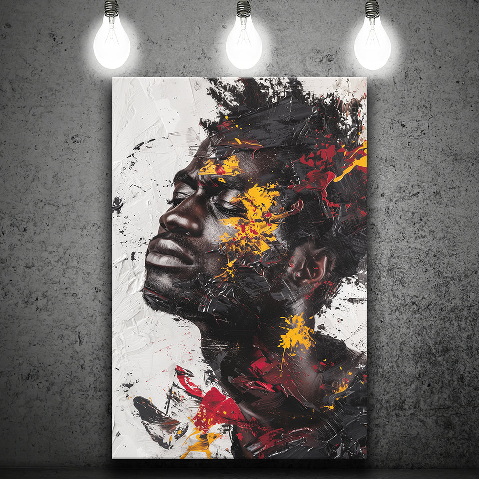 Traditional African American Man Painting Portrait, Canvas Prints Wall Art Home Decor, Painting Canvas Art
