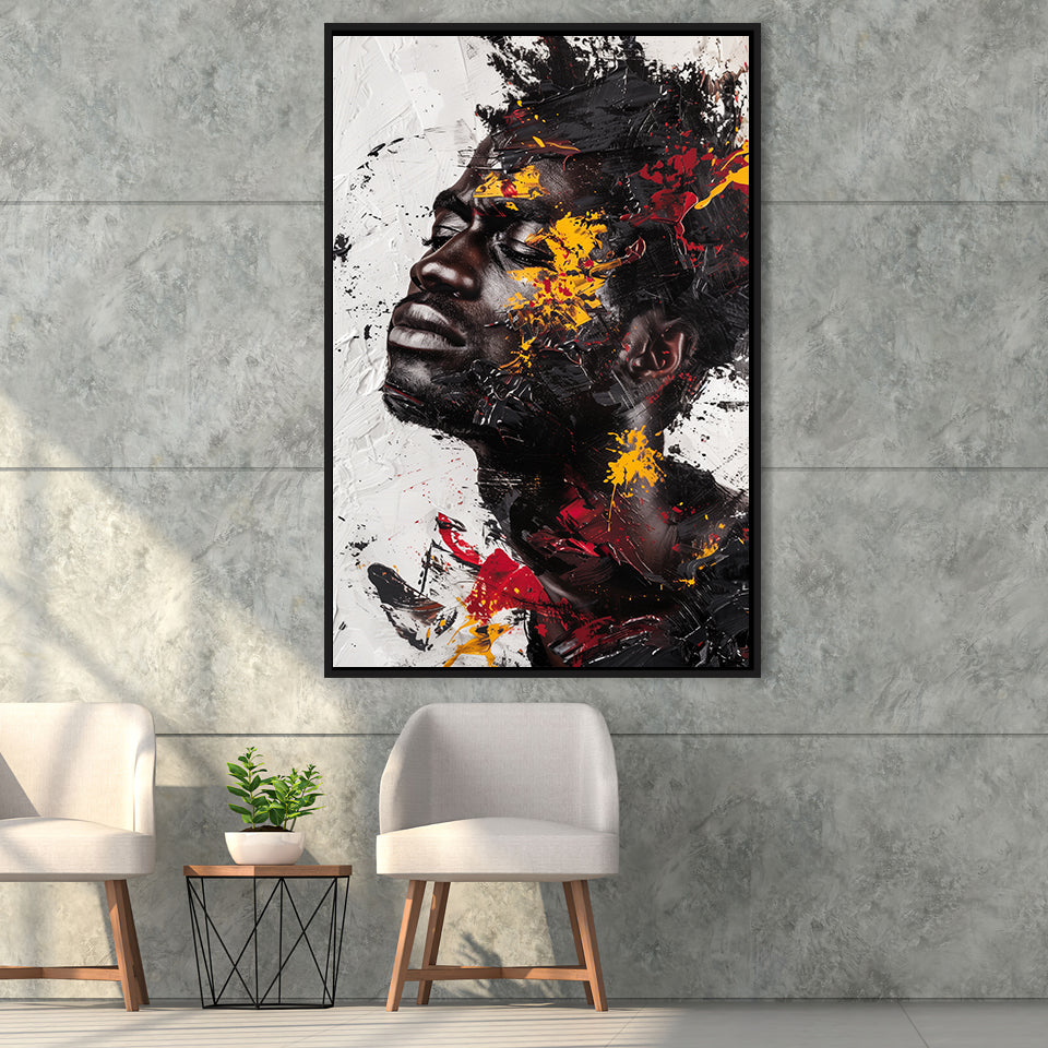 Traditional African American Man Painting Portrait, Framed Canvas Prints Wall Art Decor, Floarting Frame Painting Canvas Art