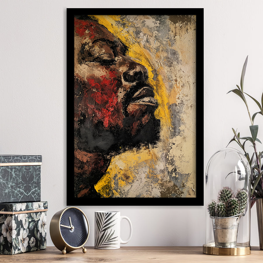 Traditional African American Man Portrait Painting, Framed Art Prints Wall Decor, Picture Framed Painting