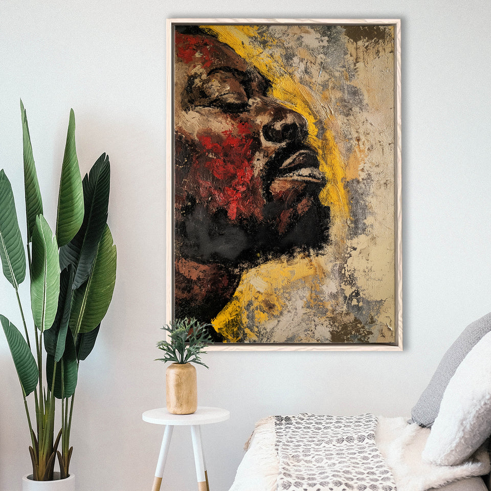 Traditional African American Man Portrait Painting, Framed Canvas Prints Wall Art Decor, Floarting Frame Painting Canvas Art