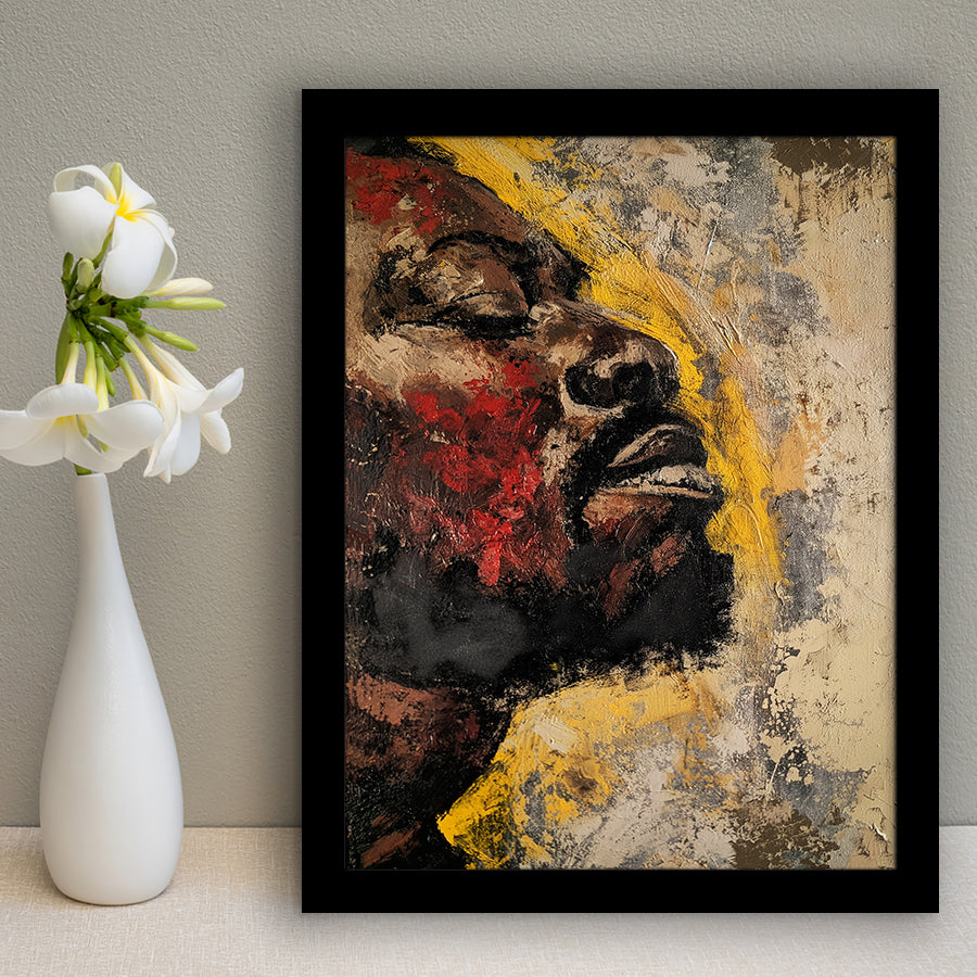 Traditional African American Man Portrait Painting, Framed Art Prints Wall Decor, Picture Framed Painting
