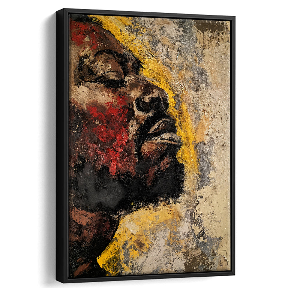 Traditional African American Man Portrait Painting, Framed Canvas Prints Wall Art Decor, Floarting Frame Painting Canvas Art