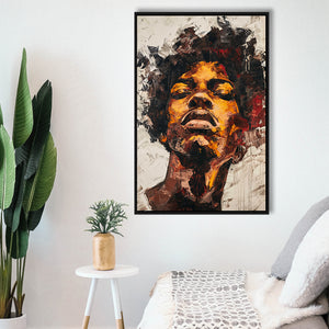 Traditional African Man Portrait Art Painting, Framed Canvas Prints Wall Art Decor, Floarting Frame Painting Canvas Art