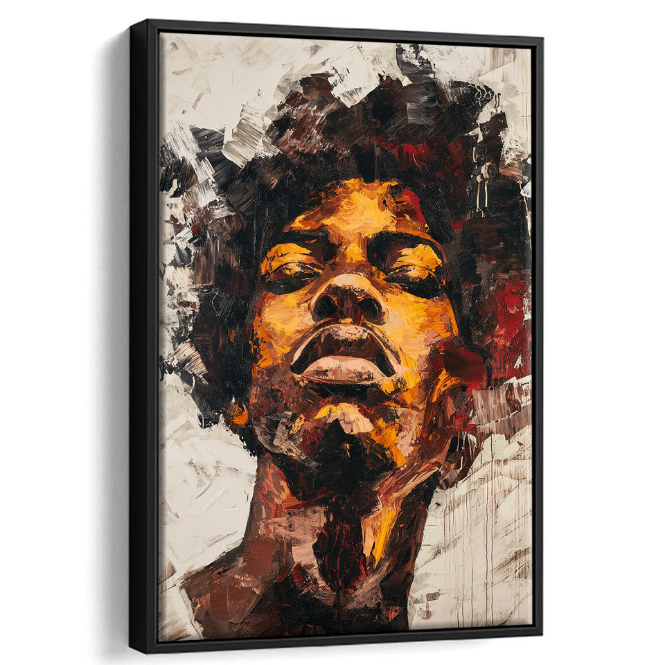 Traditional African Man Portrait Art Painting, Framed Canvas Prints Wall Art Decor, Floarting Frame Painting Canvas Art