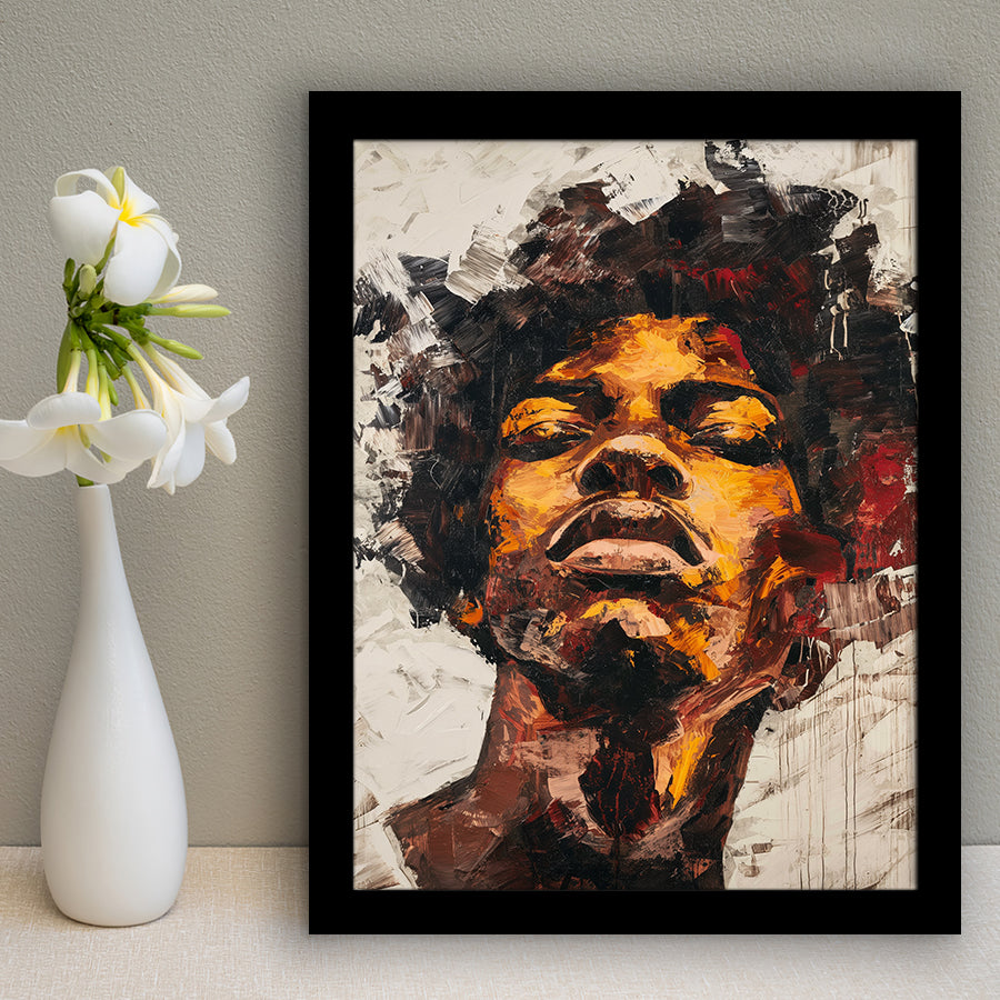 Traditional African Man Portrait Art Painting, Framed Art Prints Wall Decor, Picture Framed Painting