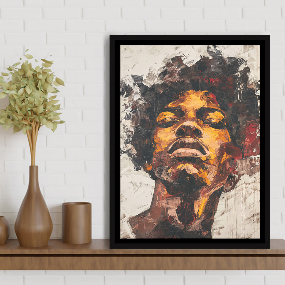 Traditional African Man Portrait Art Painting, Framed Canvas Prints Wall Art Decor, Floarting Frame Painting Canvas Art