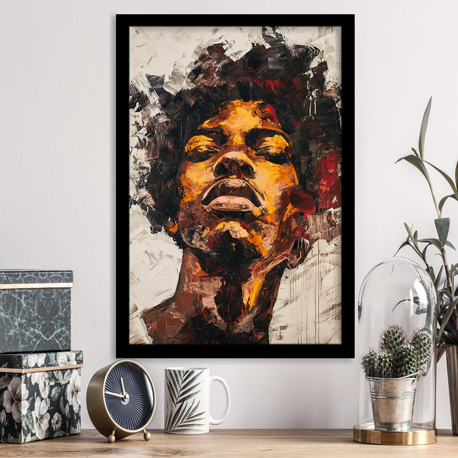 Traditional African Man Portrait Art Painting, Framed Art Prints Wall Decor, Picture Framed Painting
