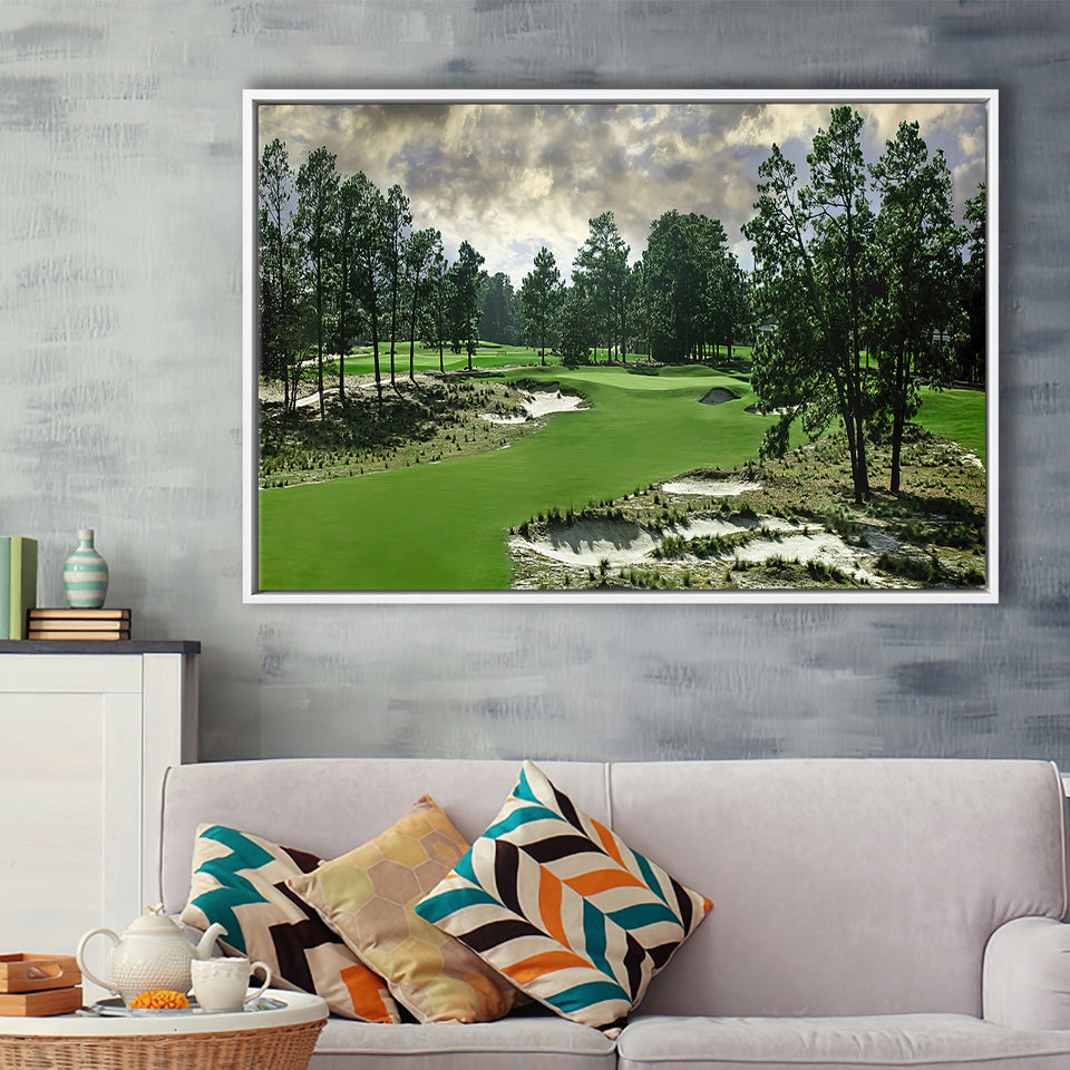Pinehurst Course Number 2 Golf Courses, Golf Art Print, Framed Canvas Prints Wall Art Decor, Floating Frame