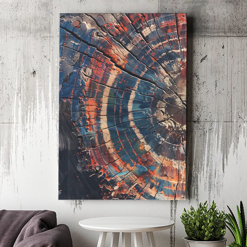 Tree Ring Framed Wall Art, Abstract Colorful Tree Ring Wall Decor, Canvas Painting, Canvas Print Wall Art Decor