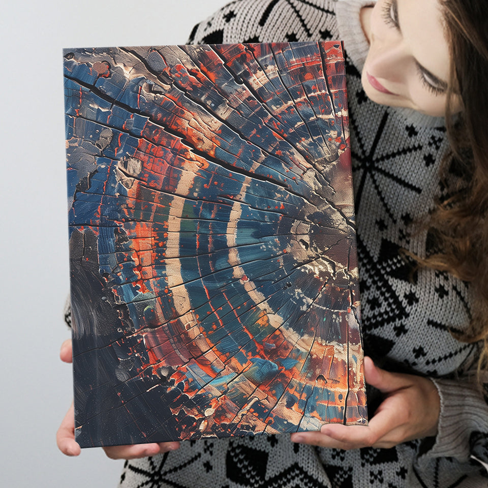 Tree Ring Framed Wall Art, Abstract Colorful Tree Ring Wall Decor, Canvas Painting, Canvas Print Wall Art Decor