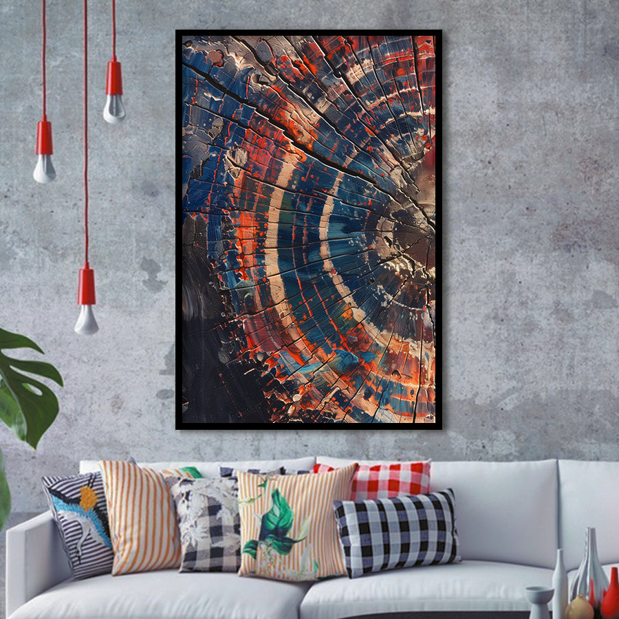 Tree Ring Framed Wall Art, Abstract Colorful Tree Ring Wall Decor,Framed Art Prints Wall Decor, Picture Framed