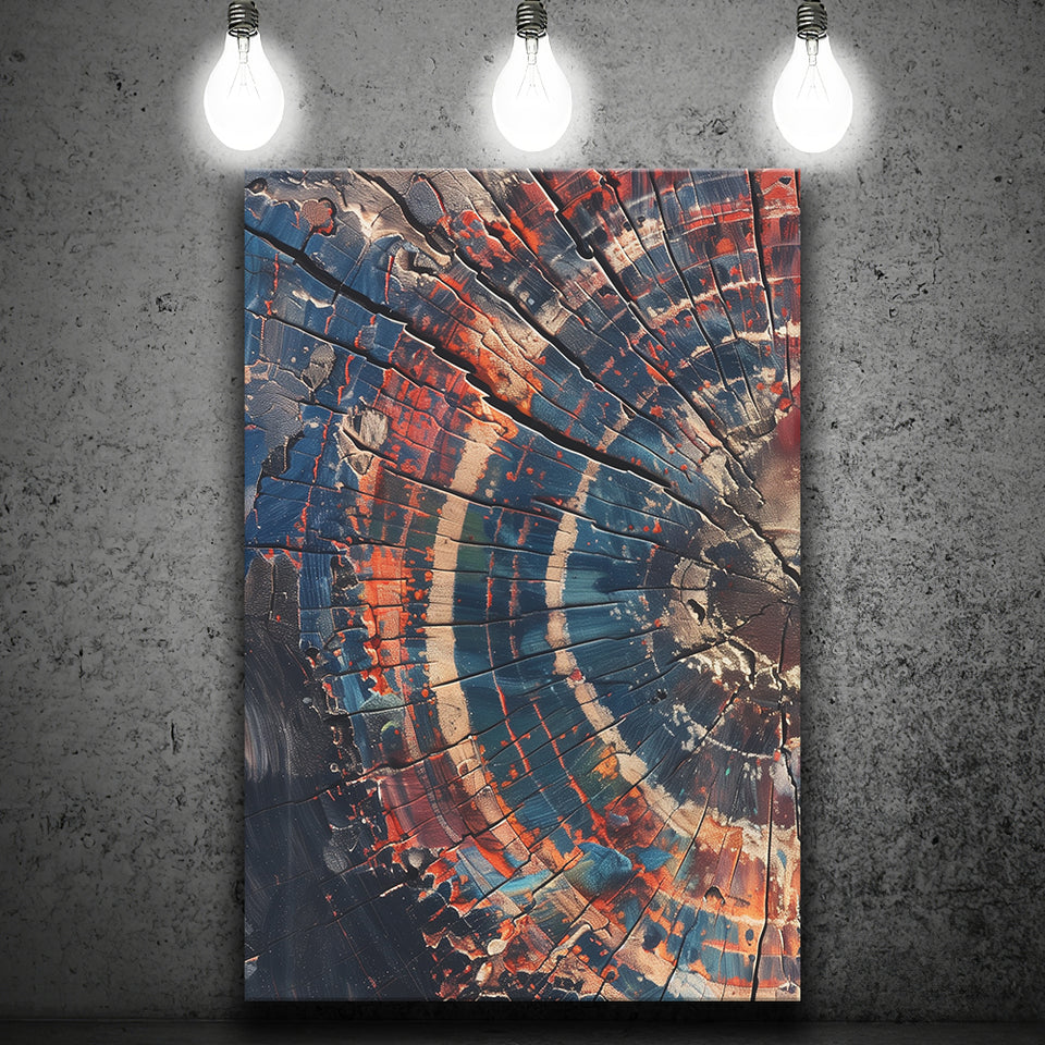 Tree Ring Framed Wall Art, Abstract Colorful Tree Ring Wall Decor, Canvas Painting, Canvas Print Wall Art Decor